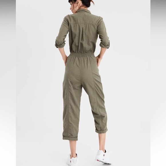 American Eagle Outfitters, army green workday jumpsuit. - Picture 2 of 4